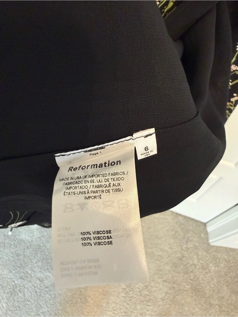 LIKE NEW! Reformation Kourtney Midi Dress with Side Slit - Black Floral - Picture 7 of 10